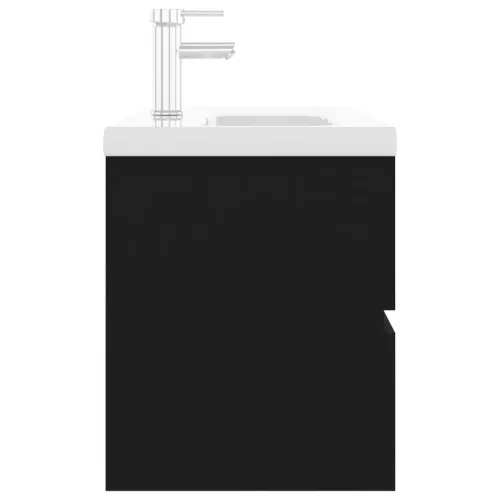  fekete szerelt fa mosdószekrény beépített mosdókagylóval