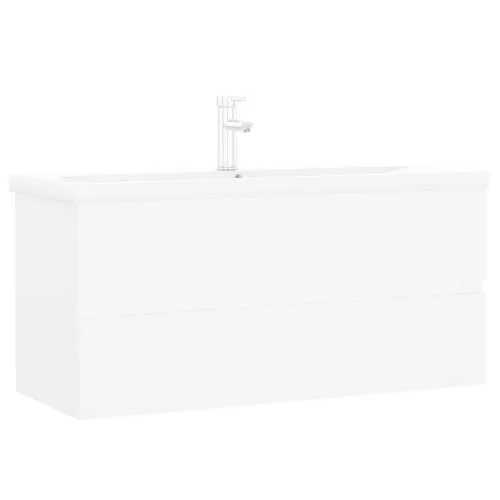  fehér szerelt fa mosdószekrény beépített mosdókagylóval