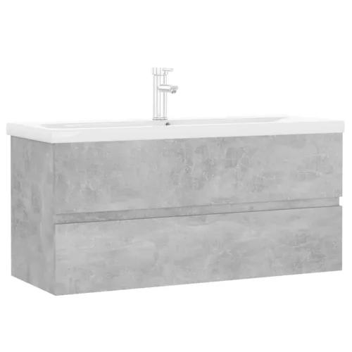  betonszürke szerelt fa mosdószekrény beépített mosdókagylóval