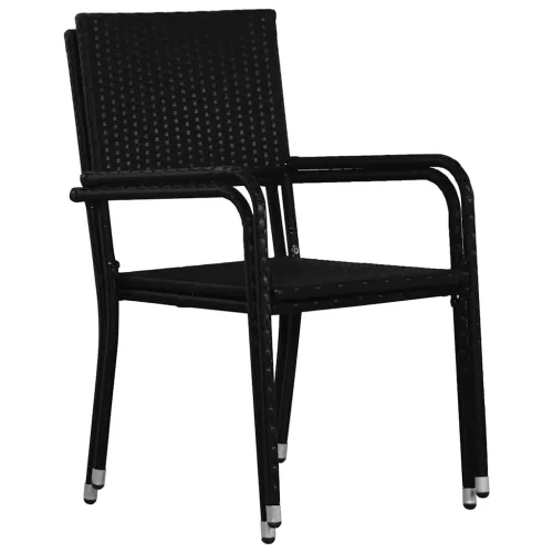  3 részes fekete polyrattan kerti étkezőgarnitúra