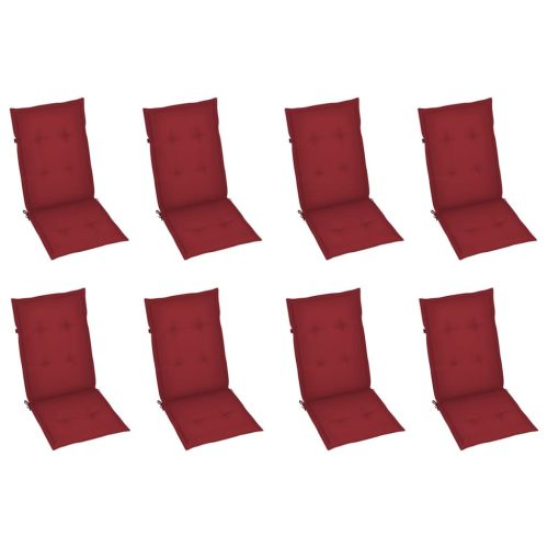  8 db dönthető tömör tíkfa kerti szék párnákkal