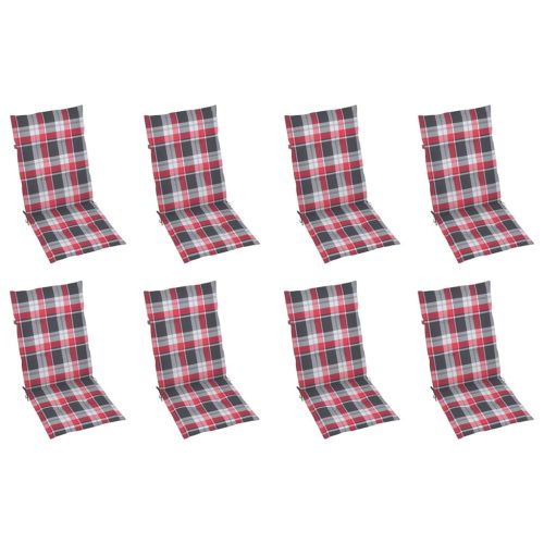  8 db dönthető tömör tíkfa kerti szék párnákkal