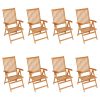  8 db dönthető tömör tíkfa kerti szék párnákkal