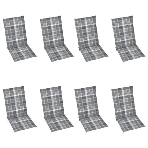  8 db dönthető tömör tíkfa kerti szék párnákkal