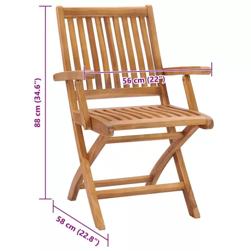  6 db összecsukható tömör tíkfa kerti szék párnával