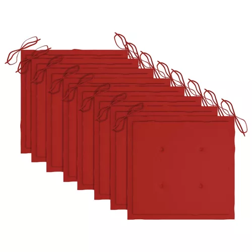  8 db összecsukható tömör tíkfa kerti szék párnával