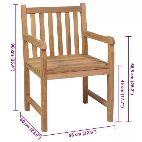  8 db tömör tíkfa kerti szék piros párnával