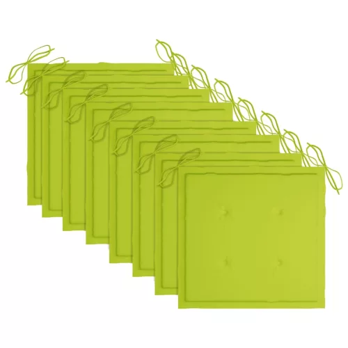  8 db rakásolható tömör tíkfa kerti szék párnákkal