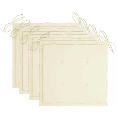  4 db rakásolható tömör tíkfa kerti szék párnákkal