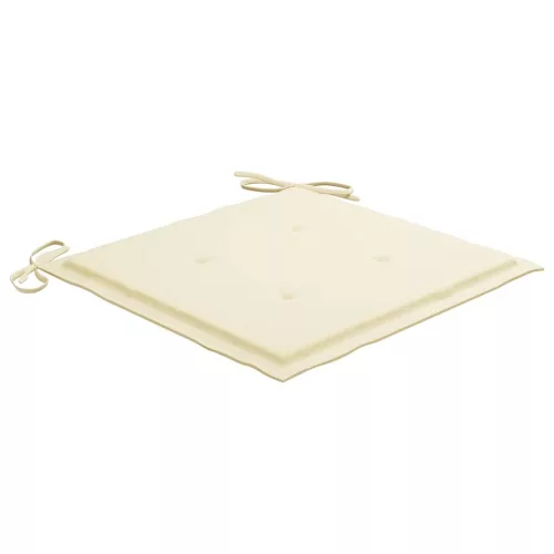  4 db rakásolható tömör tíkfa kerti szék párnákkal