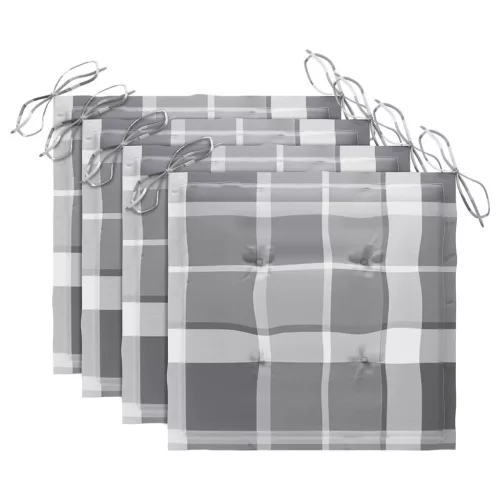  4 db rakásolható tömör tíkfa kerti szék párnákkal