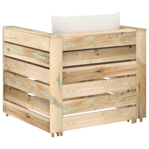  2 részes zöld impregnált fa kerti társalgó párnákkal