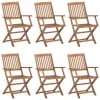  6 db összecsukható tömör akácfa kerti szék párnával