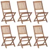  6 db összecsukható tömör akácfa kerti szék párnával
