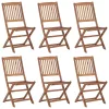  6 db összecsukható tömör akácfa kerti szék párnával