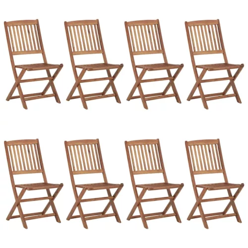  8 db összecsukható tömör akácfa kerti szék párnákkal