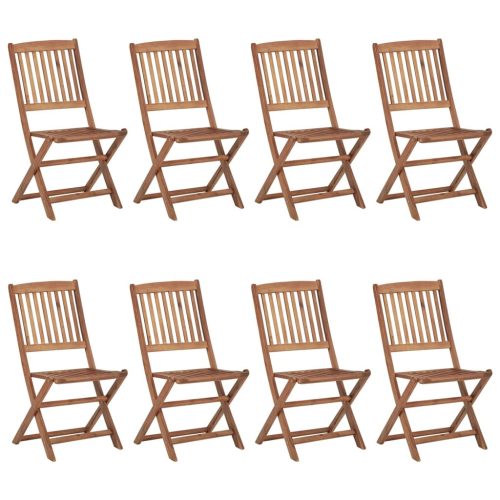  8 db összecsukható tömör akácfa kerti szék párnákkal