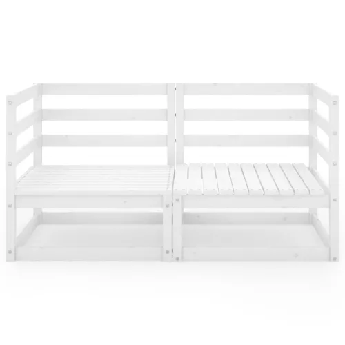  kétszemélyes fehér tömör fenyőfa kerti kanapé