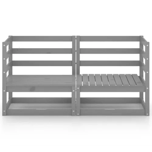  kétszemélyes szürke tömör fenyőfa kerti kanapé