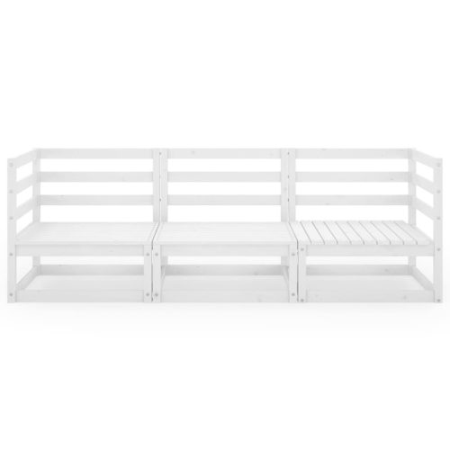  háromszemélyes fehér tömör fenyőfa kerti kanapé