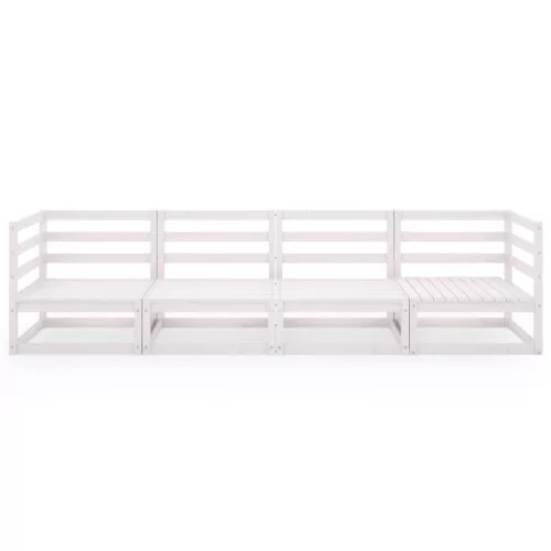  négyszemélyes fehér tömör fenyőfa kerti kanapé