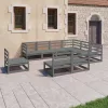  9 részes szürke tömör fenyőfa kerti bútorgarnitúra