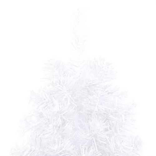  fehér megvilágított fél műkarácsonyfa gömb szettel 240 cm