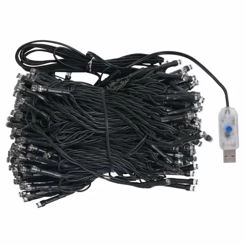  ezüstszínű PET megvilágított műkarácsonyfa gömb szettel 120 cm