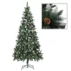  megvilágított műkarácsonyfa gömb szettel és tobozzal 210 cm
