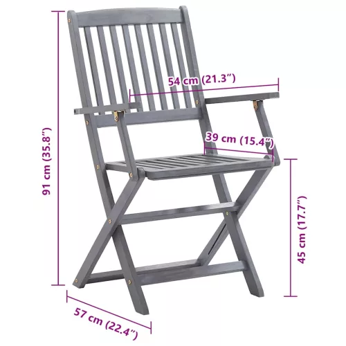  8 db összecsukható tömör akácfa kerti szék párnákkal