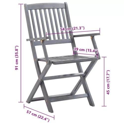  8 db összecsukható tömör akácfa kerti szék párnákkal