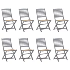    8 db összecsukható tömör akácfa kerti szék párnákkal