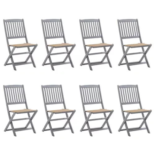  8 db összecsukható tömör akácfa kerti szék párnákkal