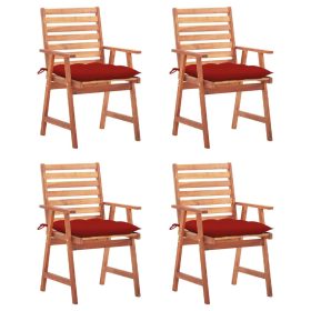  4 darab tömör akácfa kültéri étkezőszék párnával