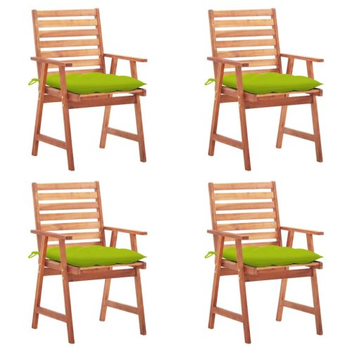  4 darab tömör akácfa kültéri étkezőszék párnával