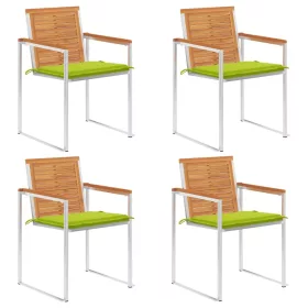  4 db tömör akácfa kerti szék párnákkal