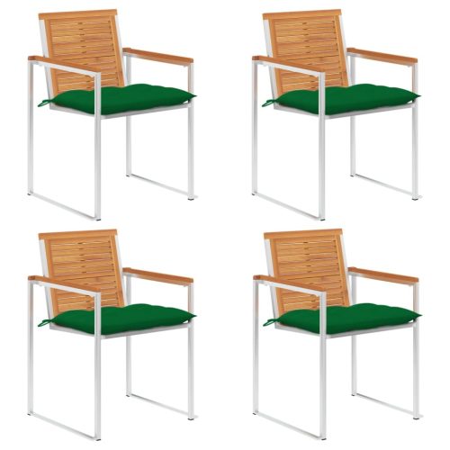  4 db tömör akácfa kerti szék párnákkal