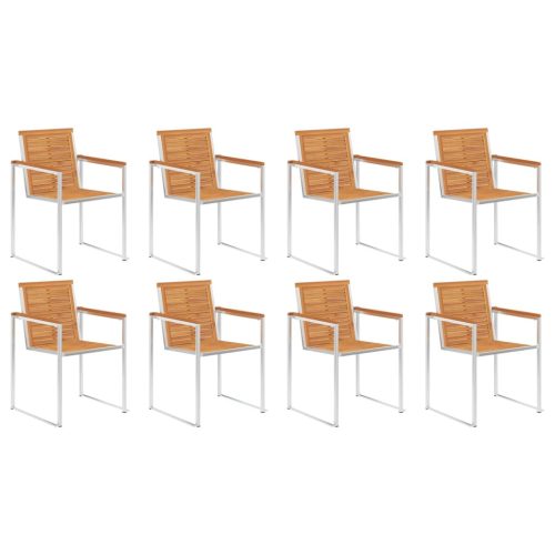  8 db tömör akácfa kerti szék párnákkal