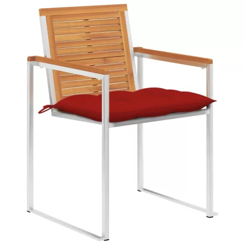  8 db tömör akácfa kerti szék párnákkal