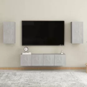  4 részes betonszürke szerelt fa TV-szekrényszett