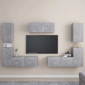  7 részes betonszürke szerelt fa TV-szekrényszett