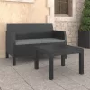  2 részes antracit PP rattan kerti bútorgarnitúra párnákkal
