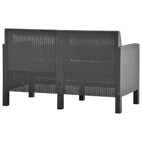 2 részes antracit PP rattan kerti bútorgarnitúra párnákkal
