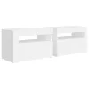  2 db fehér éjjeliszekrény LED-del 60 x 35 x 40 cm