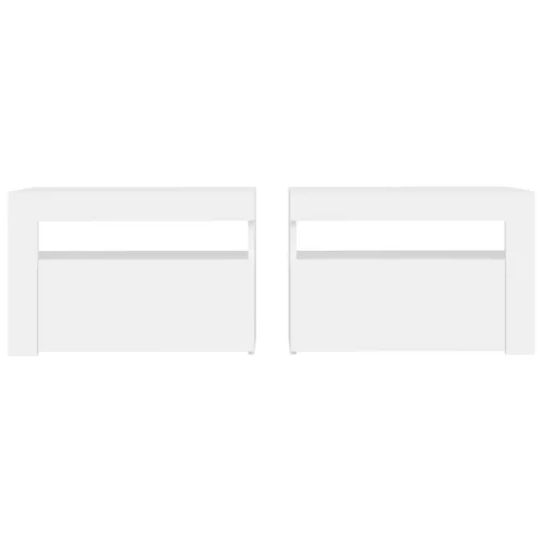  2 db fehér éjjeliszekrény LED-del 60 x 35 x 40 cm