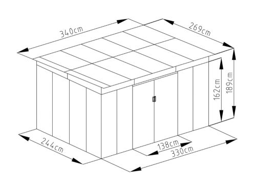 EPT STABIL FÉM KERTI TÁROLÓ 915 - 340 x 269 CM - BARNA