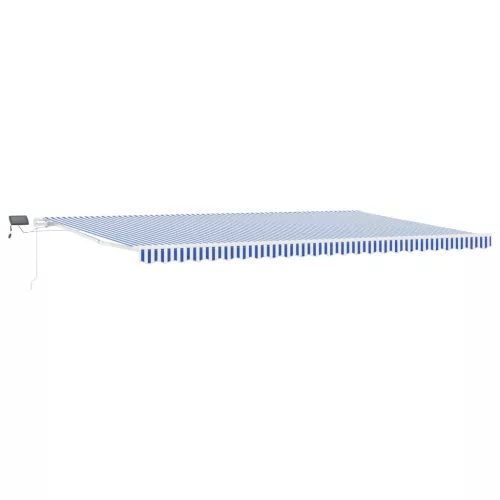  Behúzható napellenző with Kék és fehér 6 x 3 m Szövet és fém