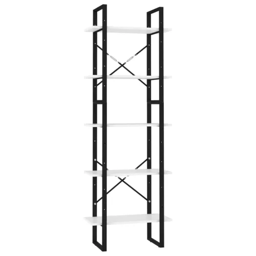  5 szintes fehér szerelt fa könyvszekrény 60 x 30 x 175 cm