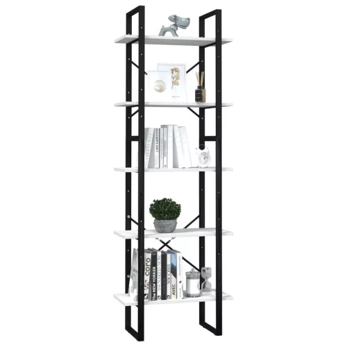  ötszintes fehér fenyőfa könyvszekrény 60 x 30 x 175 cm