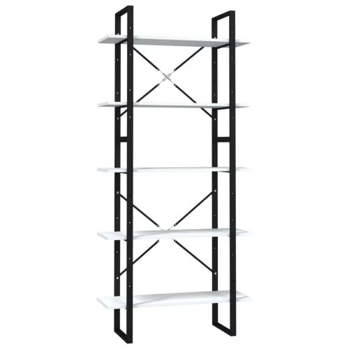  5 szintes fehér szerelt fa könyvszekrény 80 x 30 x 175 cm